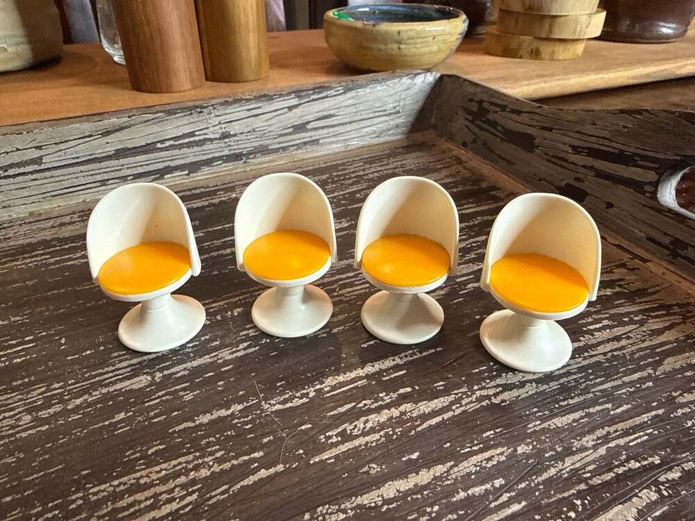 Lot of 4 Vintage 1970s Fisher-Price Dollhouse Miniature Modern Tulip Chairs
